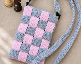 Crochet Summer Bag Pattern PDF, Cotton Phone Crossbody Bag 18x12 cm (EN + DE) T3