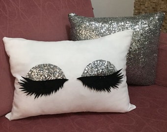 pink eyelash pillow