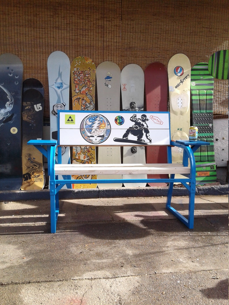 Snowboard Dude Steel Frame Bench Etsy