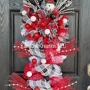 Snowman Christmas Swag: Red, White, & Black Holiday Wreath (50-Inch)