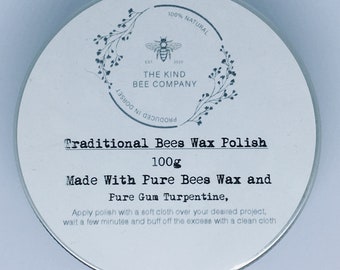 100% Pure Beeswax Polish, furniture, Wood & Leather Furniture Polish 100g