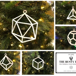 Polyhedral Dice Ornament / Set of 9 / Unpainted / DND Christmas Decorations / DND Holiday Gifts / DIY Ornaments