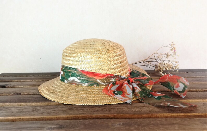 Vintage sailor straw hat for girls.