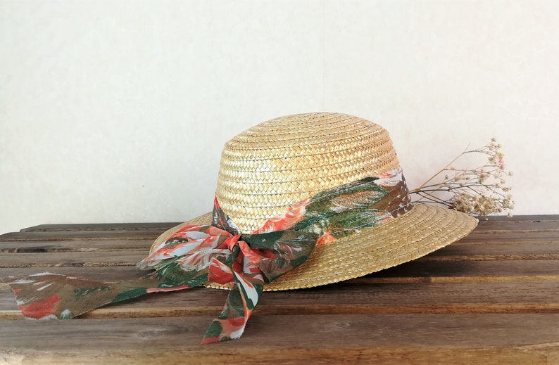 Vintage sailor straw hat for girls.