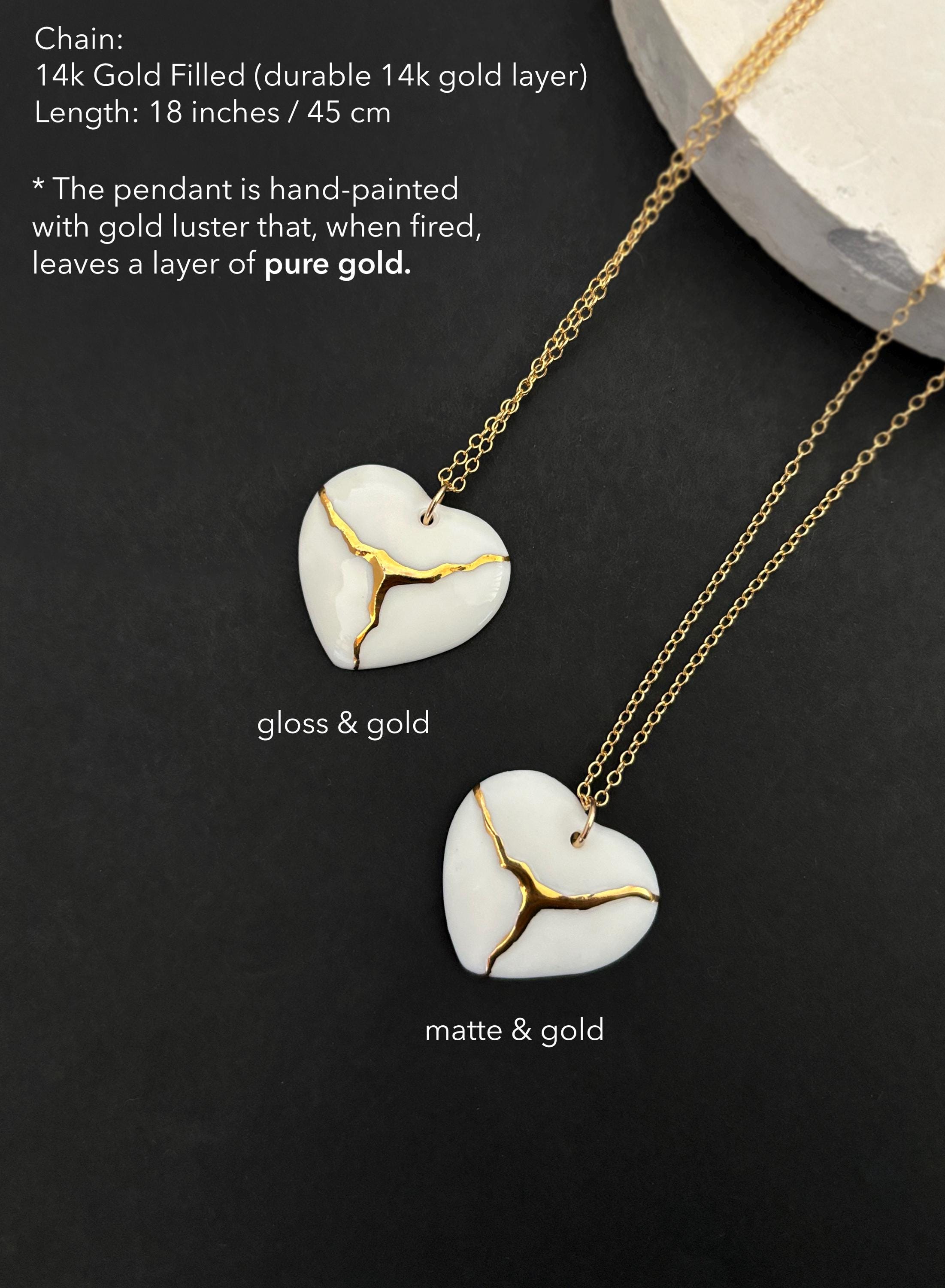Kintsugi heart necklace deals