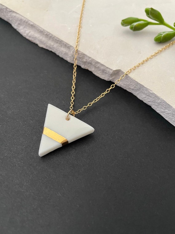 Friendship Gifts for Women Girls 14K Gold Plated Triangle Necklace
