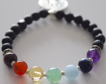 Chakra Balancing Bracelet - Lava stone