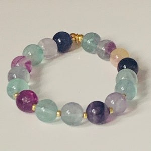 Regenboog Fluorite Evil Eye Protection Armband