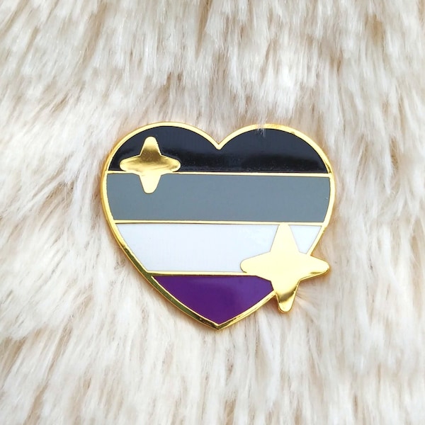 PRIDE Asexual Sparkling Heart Emoji Enamel Pin