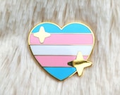 ♡。♡ PRIDE Transgender Sparkling Heart Emoji Enamel Pin - Etsy