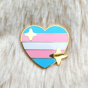 PRIDE Transgender Sparkling Heart Emoji Enamel Pin