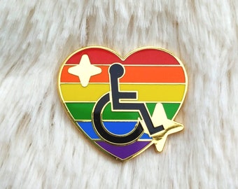 PRIDE Disabled (ISA) LGBT+ Sparkling Heart Emoji Enamel Pin