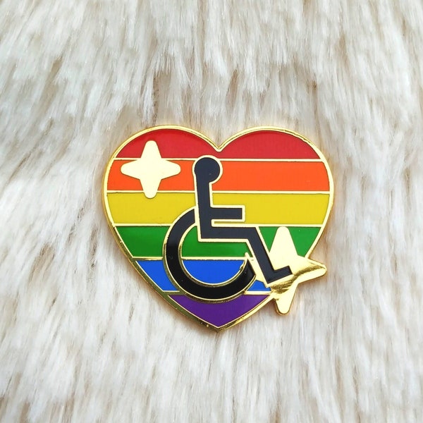 PRIDE Disabled (ISA) LGBT+ Sparkling Heart Emoji Enamel Pin