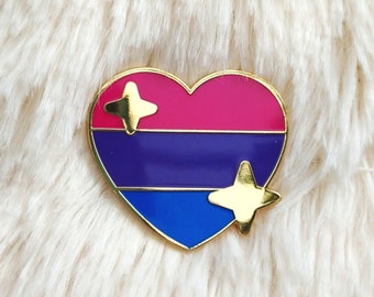 PRIDE Bisexual Sparkling Heart Emoji Enamel Pin