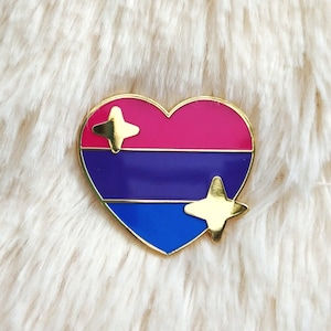 PRIDE Bisexual Sparkling Heart Emoji Enamel Pin