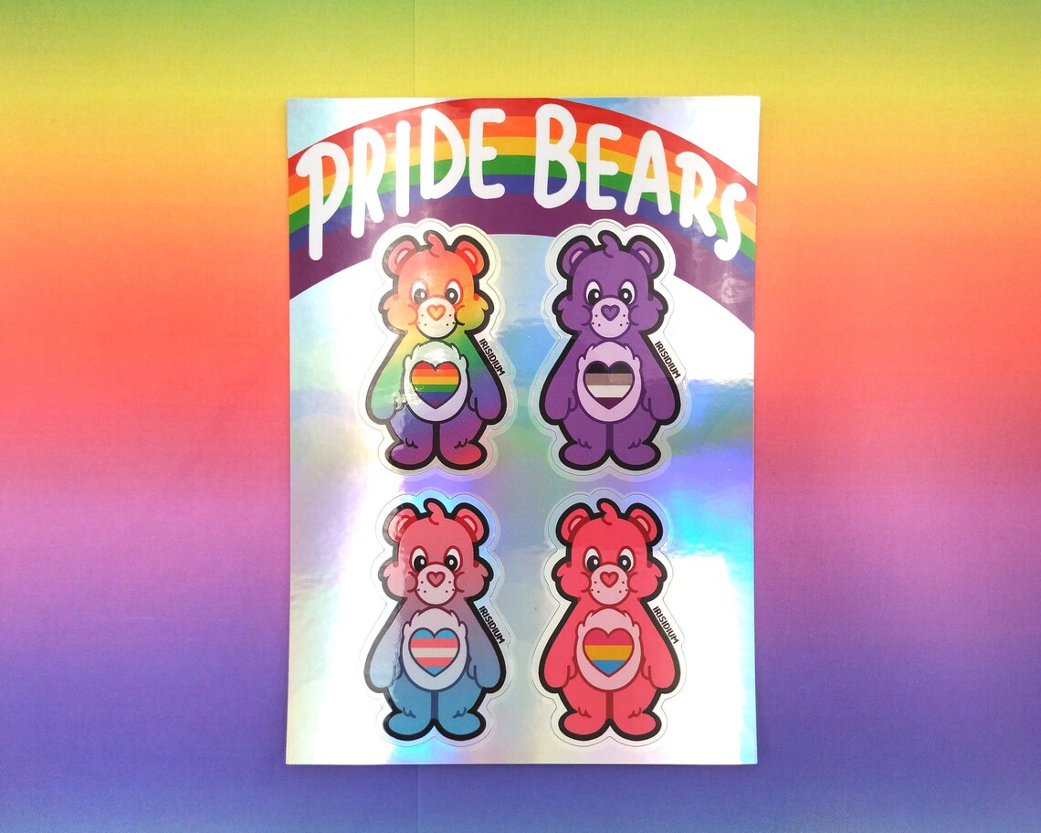 PRIDE BEARS Care Bear Sticker Sheet Holographic LGBT Queer | Etsy