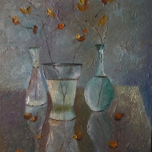Still Life Colorful Bottle Oil Painting Original on Canvas, Impressionism,   Beautiful Impasto Bright Textured  Art