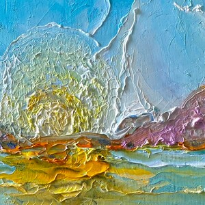 Abstract Seascape Oil Painting Original on Canvas, Colorful Bright Wall Art, Impasto image 5