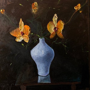 Nature morte fleur peinture à l&#39;huile originale sur toile, impressionnisme, oeuvre d&#39;art de salon, petite oeuvre d&#39;art murale