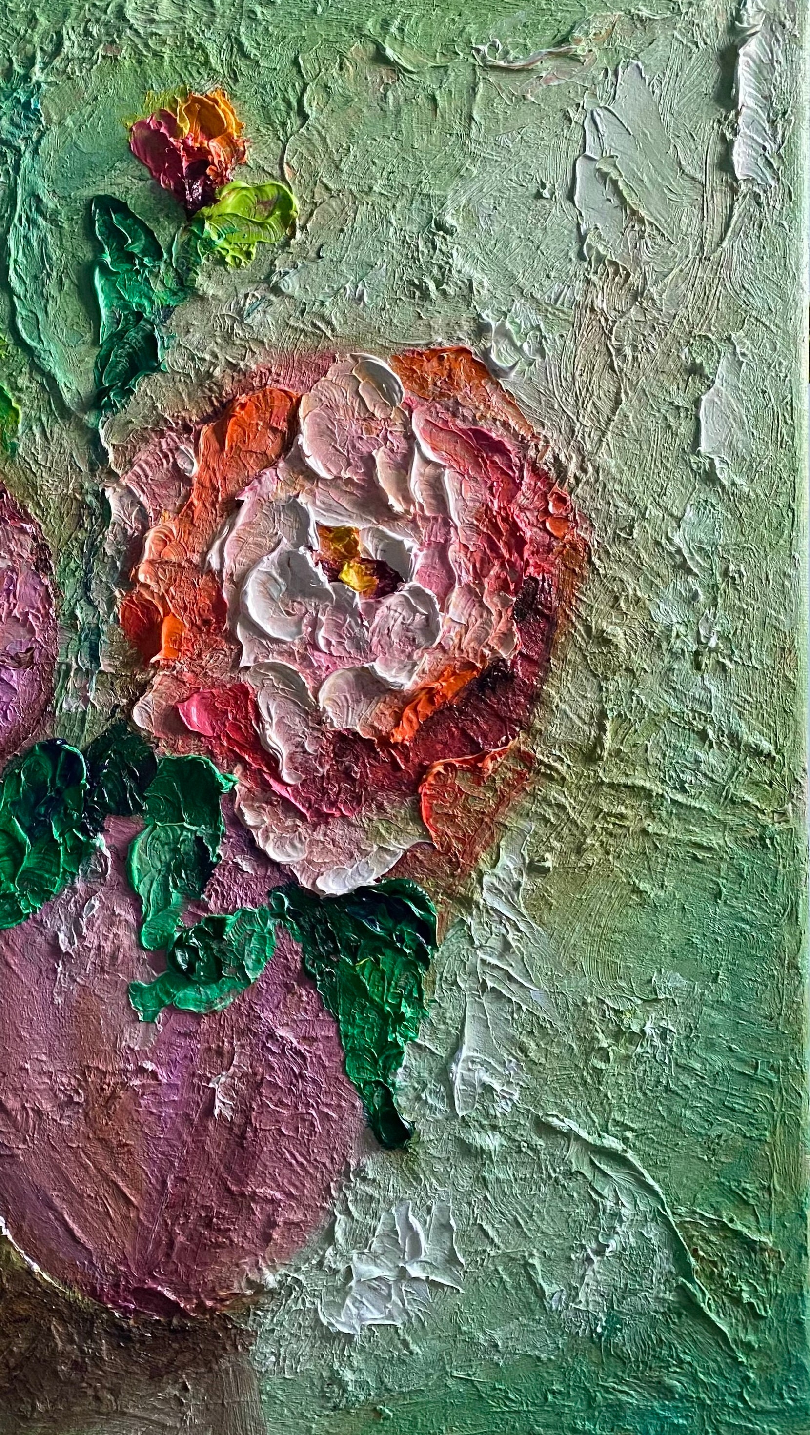 Red Rose Still Life Flowers Impasto Oil Painting Original on Canvas ...