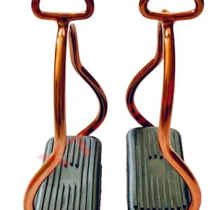Rose Gold DOUBLE BEND STIRRUPS Light Weight 650g Handmade Aluminium 4.75&quot;- 12cm Horse Riding