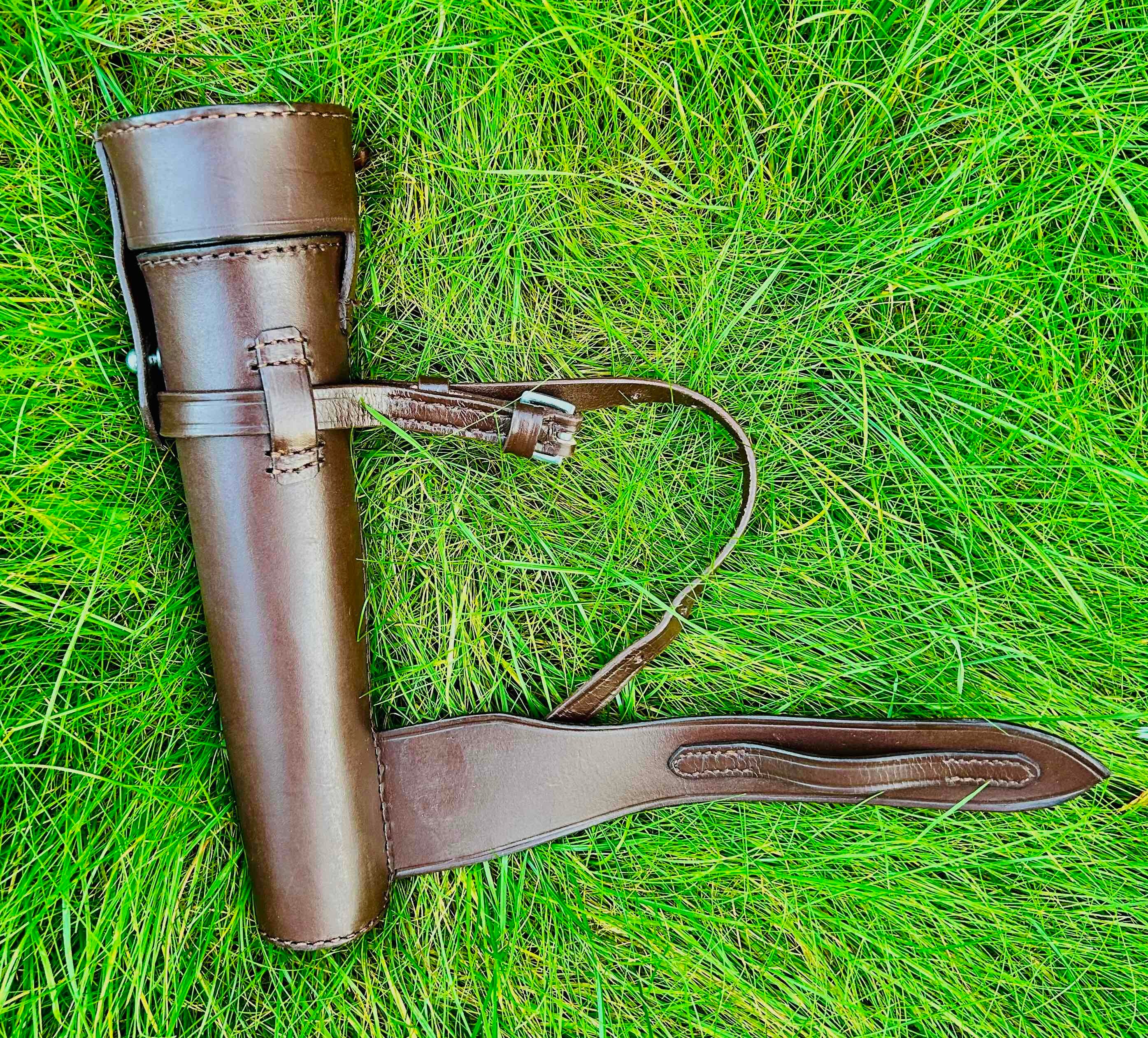 thumbnail image 2 of Django Enterprises Saddle Hip Flask – Leather Cased Stainless Steel, Fox Hunting Gift 2 of 6