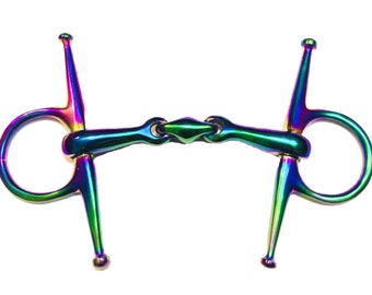 Full Cheek Rainbow Colour Jointed HORSE BIT Stainless Steel Snaffle Bit. Perfect  4",4.5",5", 5.5". Gift for your pet