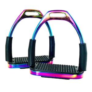 Gloss Rose Gold FILLIS Stirrups Horse Riding S/Steel With Black