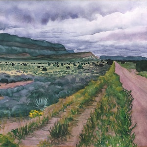 Hole-in-the-Rock Road, Escalante, Utah, Fifty Mile Mountain, Watercolor, Sagebrush Desert