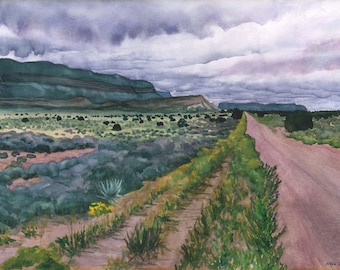 Hole-in-the-Rock Road, Escalante, Utah, Fifty Mile Mountain, Watercolor, Sagebrush Desert