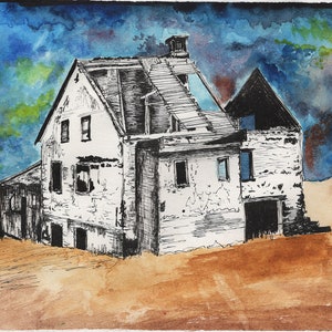Original Art - Illustration & Watercolour &#39;Ghost Town&#39;