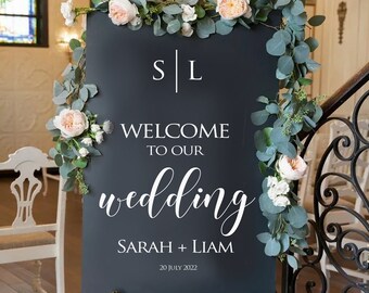 Calcomanía de bienvenida para boda - Letrero de boda personalizado - Calcomanía de boda DIY - Letreros de boda personalizados
