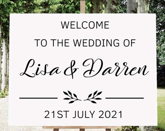 Calcomanía para letrero de boda personalizada Bienvenido a nuestra boda