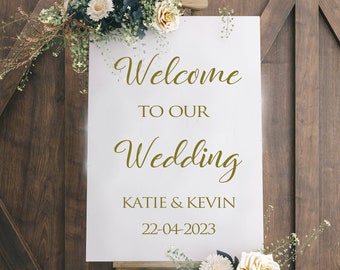 Calcomanía para letrero de boda - Letrero personalizado de bienvenida a la boda