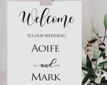 Calcomanía de bienvenida para boda - Letrero de boda personalizado - Calcomanía de boda DIY - Letreros de boda personalizados