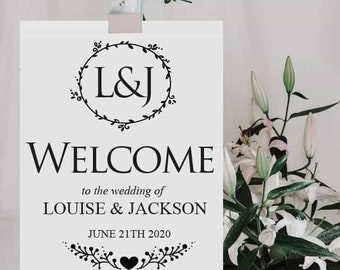 Wedding Sign Decal Wedding Monogram Welcome to our Wedding