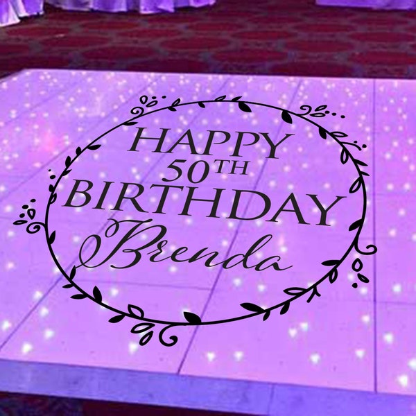 Dance Floor Decal Sticker, Happy Birthday/Communion/ Confirmation/Quinceanera/Sweet16 Floor Monogram Decal Sticker