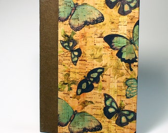 Journal/Blank Book 7 x 5 Inches 160 Pages Mohawk Superfine Text Weight Paper Cork Cover "Butterflies" Hand Sewn Binding 3880023162721