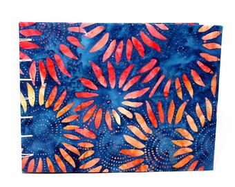 Watercolor Sketchbook/Journal Batik Sunflowers Hardcover  140# Fabriano Hot Press Paper