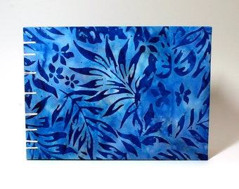 Handmade Batik Watercolor Sketchbook: Tropical Blue, Cold Press Paper