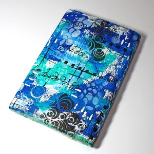 Sketchbook/Journal/Blank Book Hand Sewn Binding Hand Painted Wrap Around Canvas Blues 8 x 6 Inches 96 Pages 80 Drawing Paper 872206787423 image 6