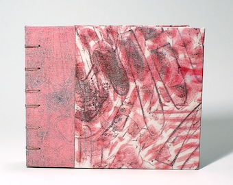 Hand Bound Pocket Sketchbook/Journal 4 x 6 Inches 164 Pages 80# Blick Drawing Paper Pinks Gelli Print Canvas Hardcover Book 9118070182323