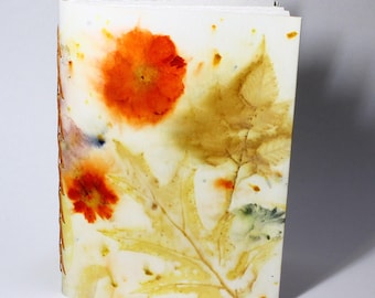 Watercolor Sketchbook/Journal Arches Watercolor Paper Ecoprint Cover Hand Sewn Binding Handcrafted in the USA