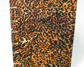 Watercolor Sketchbook Handmade Book 6 1/4 x 4 1/2 Inches 80 Pages 140# Cold Press Bee Paper "Animal Print BookCloth Hardcover 0609995672020