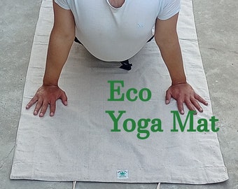 Organic Hemp & Recycled Thread Yoga Exercise Mat Rug•Traditional Real Yoga Mat•Eco and sustainable material