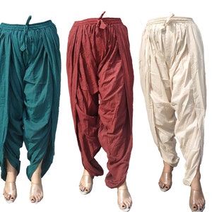 Indian Dhoti Style Ladies trousers Pants| Elasticated Drawstrings Fitted Cotton,
