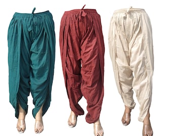 Light Dhoti Style Ladies trousers Pants| Elasticated Drawstrings Fitted Cotton, Free size