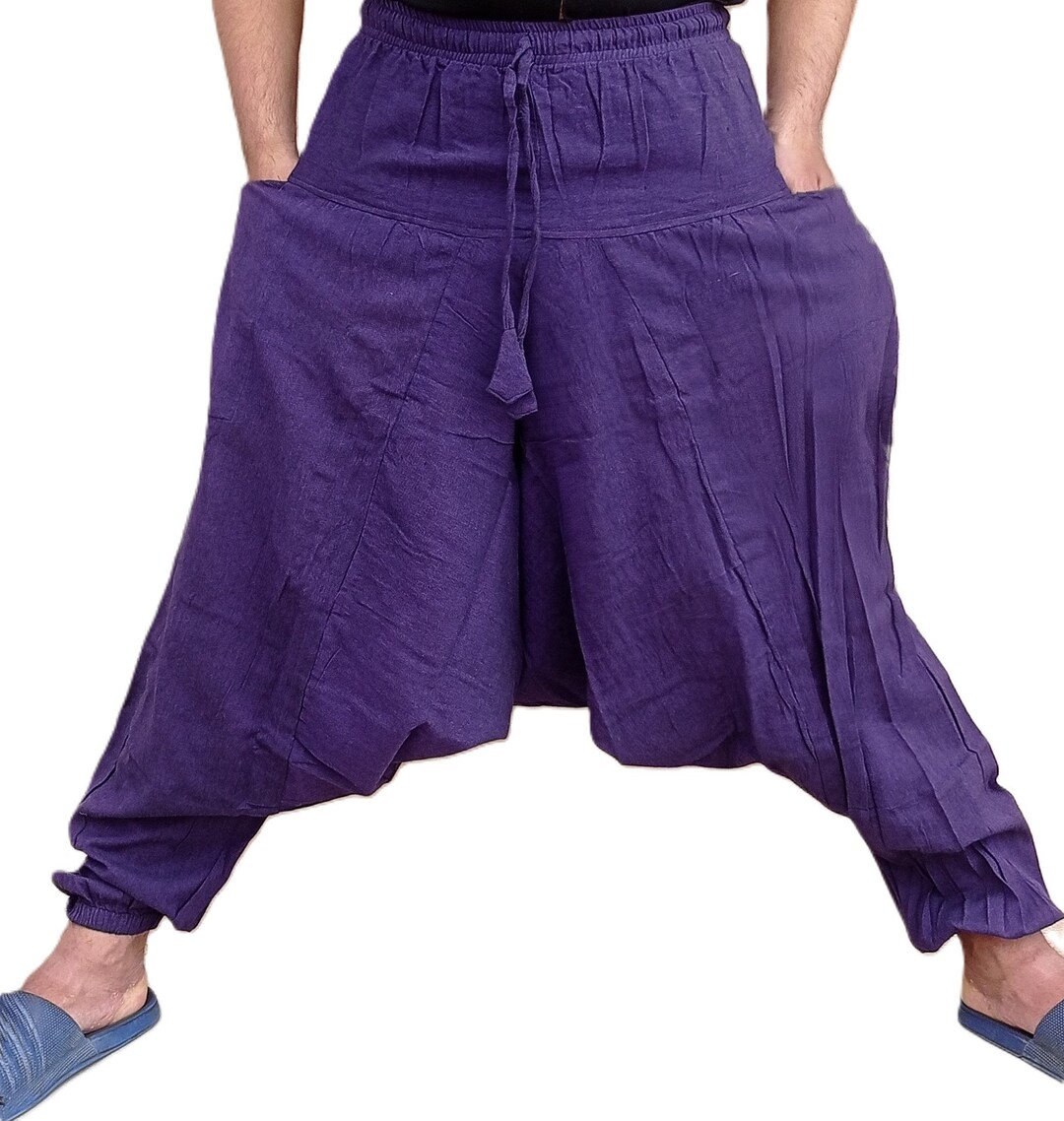Cotton Baggy Harem Pants Purple