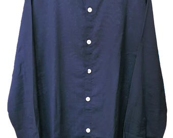 【なお様】ＤＯＴ　ＣＯＬＬＡＲＬＥＳＳ　ＳＨＩＲＴ Olaf collarless shirt in khaki linen | Café Coton