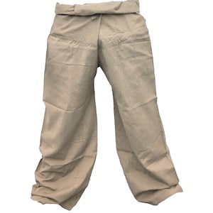 Organic Hemp Thai Fisherman Pants | Natural Beige Harem Yoga Trousers